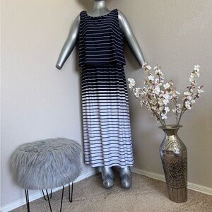 Navy and White Striped Maxi Dress